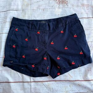J Crew Chino‎ Shorts Women’s Size 6 Embroidered Red Cherries